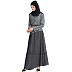 Casual Denim abaya- Grey-Black